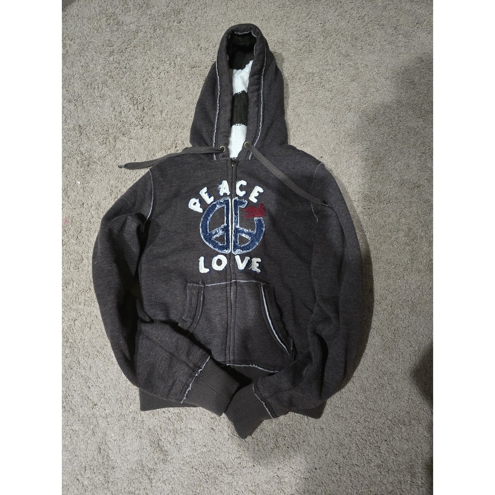Womens Jacket Hoodie Heavy M Vintage Coat w/Sweater Lining PEACE by Freedom 2 Be